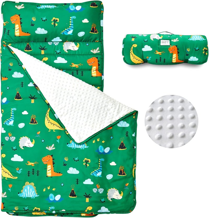beeweed Toddler Nap Mat, Rollup Design Kid Sleeping Mat with Removable Pillow & Minky Blanket, Toddler Sleeping Bag for Daycare Preschool Travel Camping - Image 1
